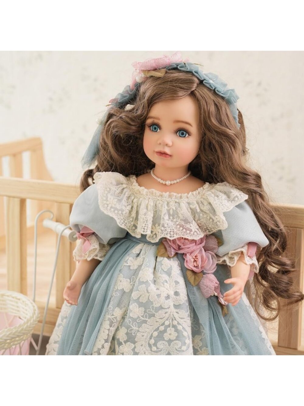 Handmade 18" Kawaii Porcelain & Fabric Doll - Cute Retro Room Decor, Gift Idea